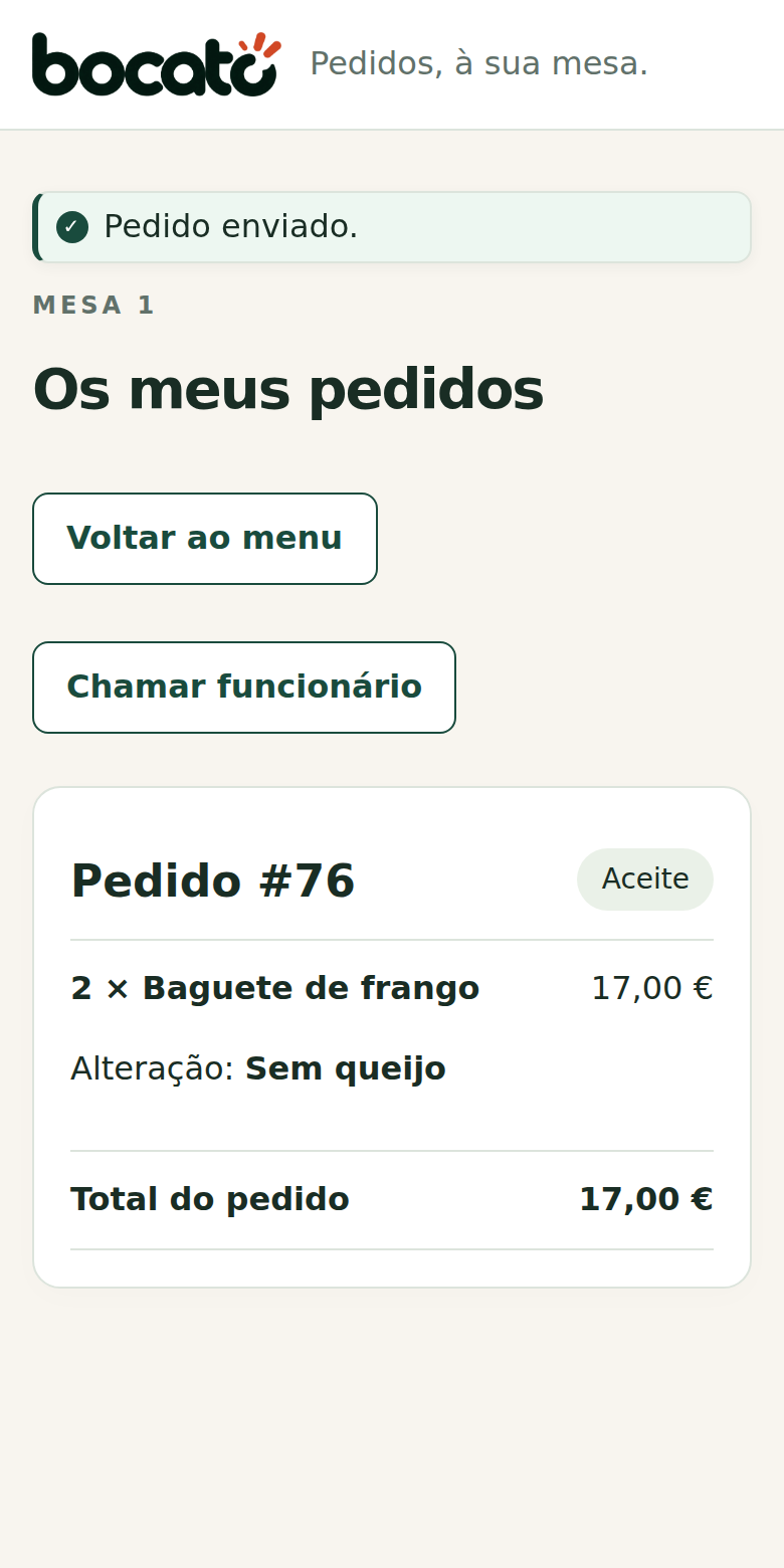 Ecrã real dos pedidos do cliente no telemóvel